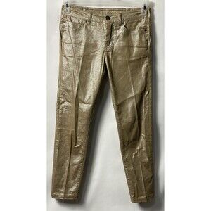 Liverpool Jeans Co metallic Gold 5 pocket skinny Petite jeans midrise Sz 2P